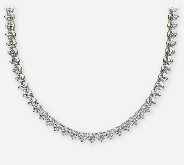 Round Lab Grown Diamond 3 Prong Tennis Necklace